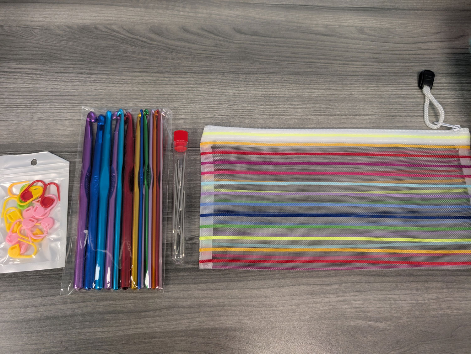 Crochet hooks and yarn